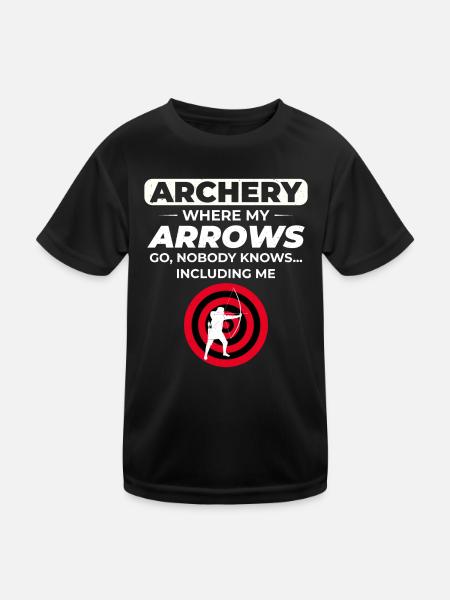 Bogenschießen Ziele Bogenschütze Bullseye Schießsport - Kinder Funktions-T-Shirt - Schwarz - Vorne