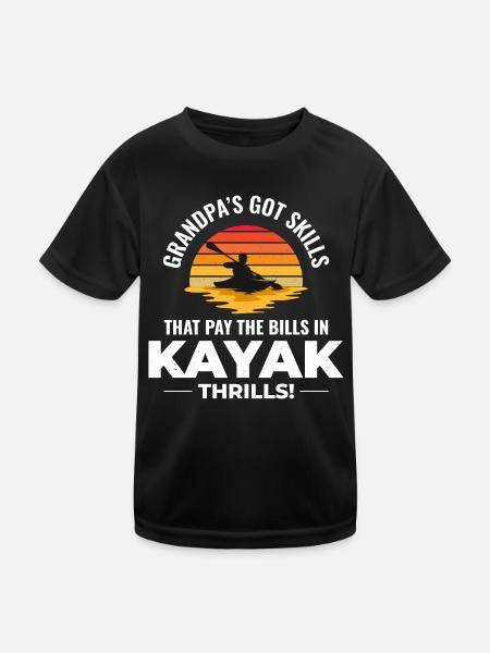 kayaking Gradpa Kayak Canoe Kayaker Funny - Kids Functional T-Shirt - black - Front