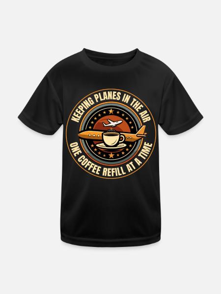 Air Traffic Controller Coffee ATC Aviation Humor - Kids Functional T-Shirt - black - Front
