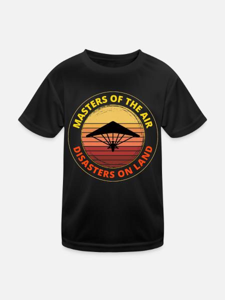 Drachenfliegen Luftsport Abenteuer Segelflug Pilot - Kinder Funktions-T-Shirt - Schwarz - Vorne