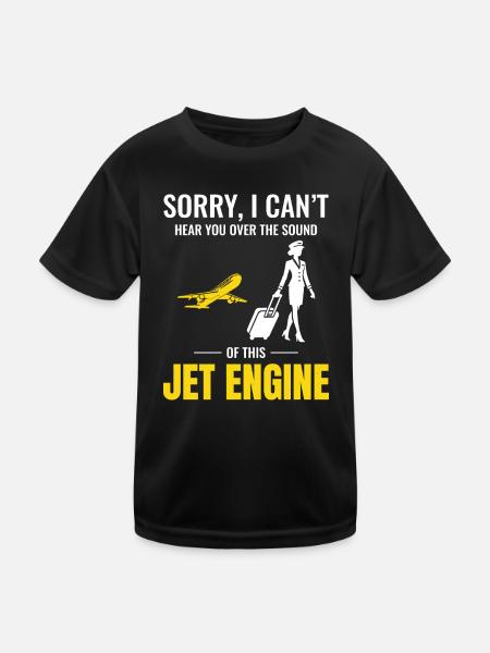 Flight Attendant Aviation Cabin Crew Airline Staff - Kids Functional T-Shirt - black - Front