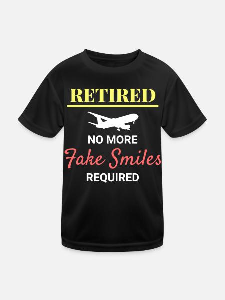 Retired Flight Attendant Aviation Cabin Crew - Kids Functional T-Shirt - black - Front