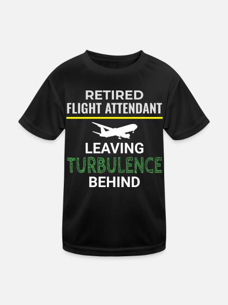 Retired Flight Attendant Aviation Cabin Crew - Kids Functional T-Shirt - black - Front
