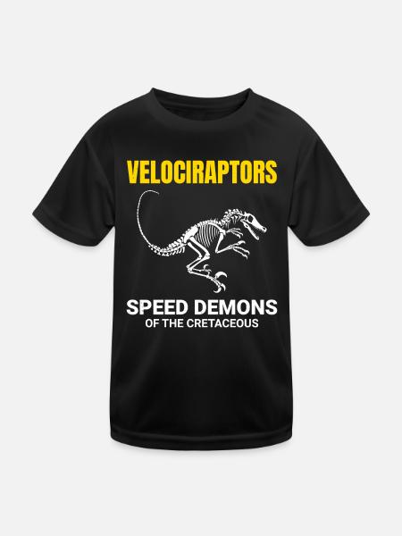 Velociraptor Dinosaur Dino Fossil Hunting - Kids Functional T-Shirt - black - Front