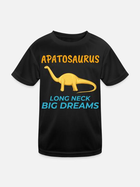 Apatosaurus Dinosaurier Dino Paläontologe Fossil - Kinder Funktions-T-Shirt - Schwarz - Vorne