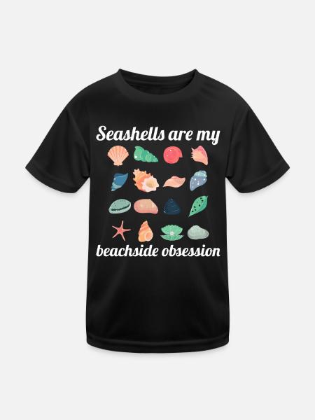 Seashells Collector Beachcomber Sea Shell Ocean - Kids Functional T-Shirt - black - Front