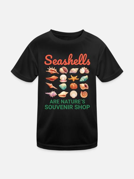 Seashells Collector Beachcomber Sea Shell Ocean - Kids Functional T-Shirt - black - Front