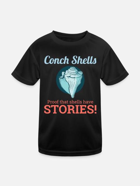 Conch Seashells Collector Beachcomber Sea Shell - Kids Functional T-Shirt - black - Front