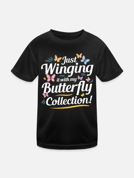 Schmetterlinge, Schmetterlinge, Insektensammler, Entomologie - Kinder Funktions-T-Shirt - Schwarz - Vorne