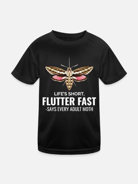 Motte nachtaktives Tier Insektensammler Entomologie - Kinder Funktions-T-Shirt - Schwarz - Vorne