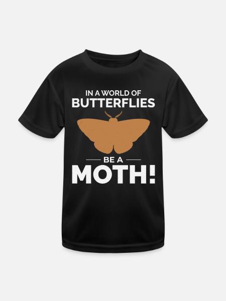 Motte nachtaktives Tier Insektensammler Entomologie - Kinder Funktions-T-Shirt - Schwarz - Vorne