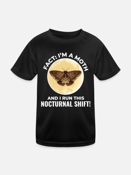 Motte nachtaktives Tier Insektensammler Entomologie - Kinder Funktions-T-Shirt - Schwarz - Vorne