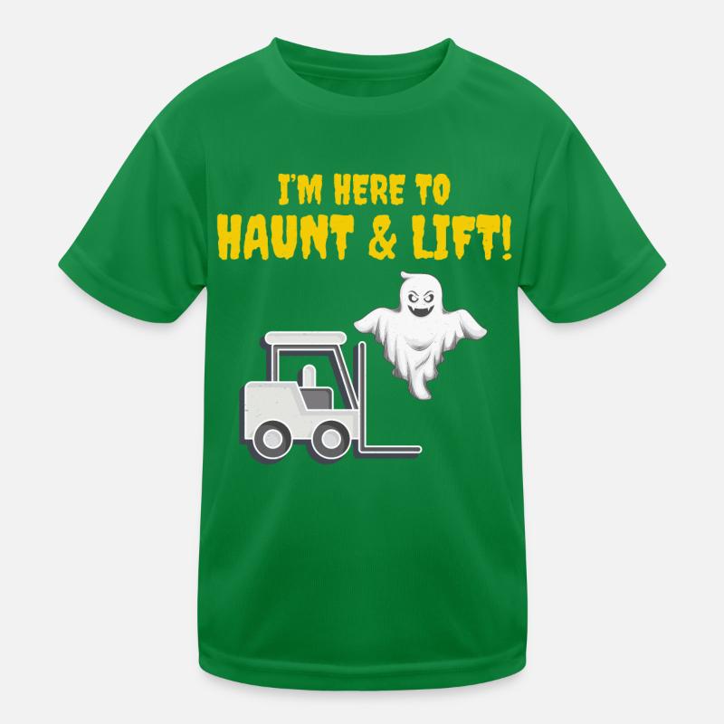Halloween Ghost Forklift Operator Heavy Equipment Kids Functional T-Shirt