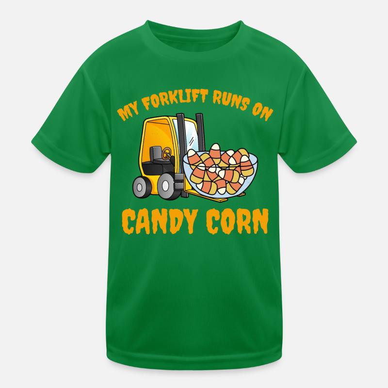 Halloween Forklift Operator Candy Corn Kids Functional T-Shirt