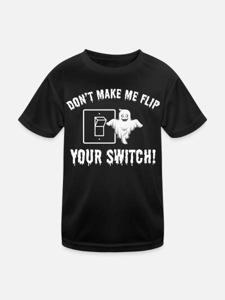 Electrician Halloween Switch Humor Spooky Design - Kids Functional T-Shirt - black - Front