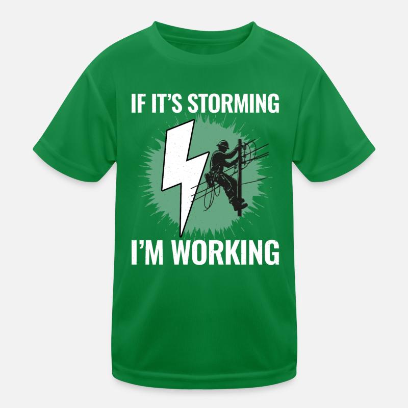 Lineman Storm Work Brave Dedicated Hero Kids Functional T-Shirt