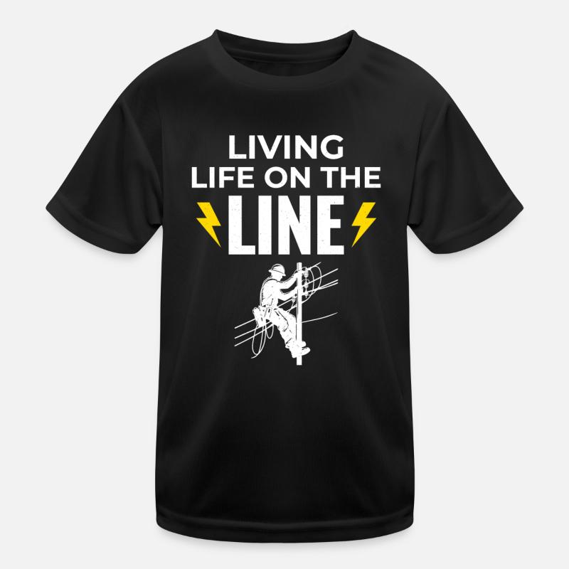 Lineman Life Line Brave Dedicated Work Kids Functional T-Shirt