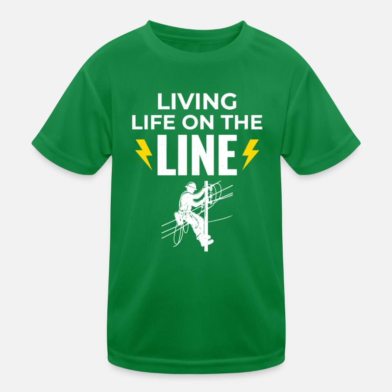 Lineman Life Line Brave Dedicated Work Kids Functional T-Shirt