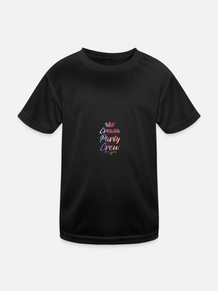 Croatia Party Crew Colorful - Kids Functional T-Shirt - black - Front