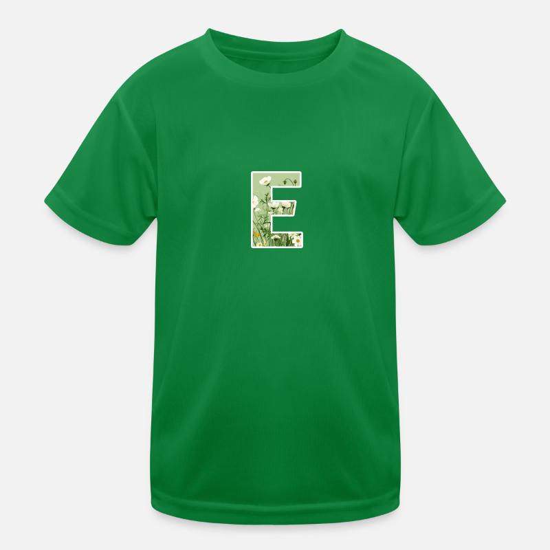 Buchstabe E, Monogramm, Blumenmuster Kinder Funktions-T-Shirt