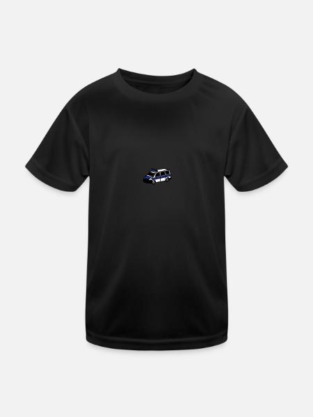 Polizeiwagen - Kinder Funktions-T-Shirt - Schwarz - Vorne