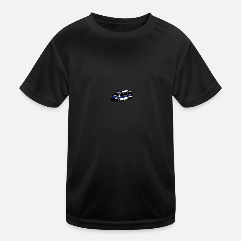 Polizeiwagen - Kinder Funktions-T-Shirt - Schwarz