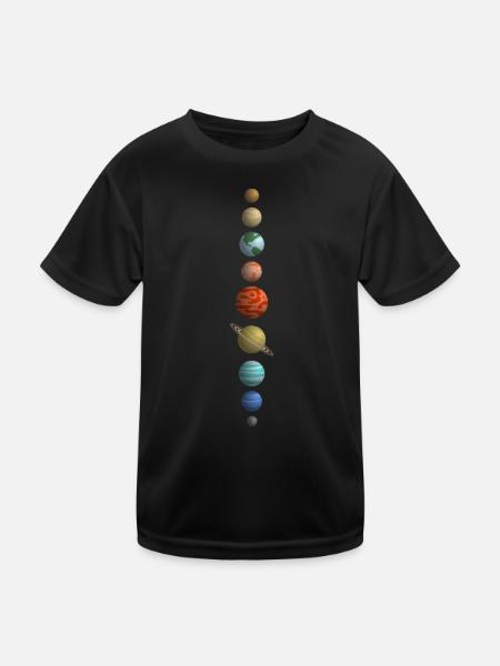 Sonnensystem - Kinder Funktions-T-Shirt - Schwarz - Vorne