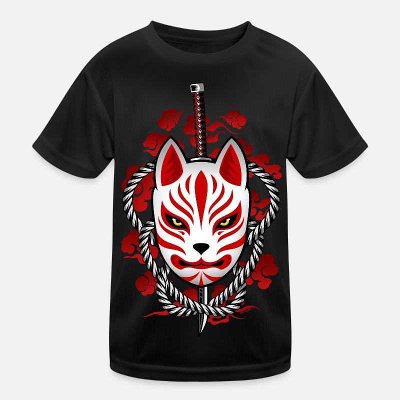 Japan Kitsune - Walddämon Maske Kinder Funktions-T-Shirt