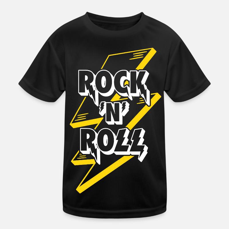 Rock'n'Roll Text Logo mit Blitz Kinder Funktions-T-Shirt
