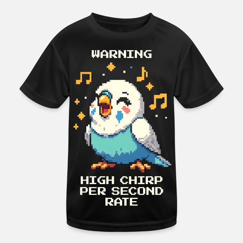 Warnung: Hohe Zwitscherfrequenz | Wellensittich Kinder Funktions-T-Shirt