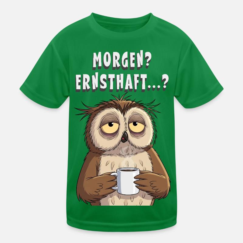 Morgenmuffel Eule Kaffee Geschenk Schlafshirt Kinder Funktions-T-Shirt