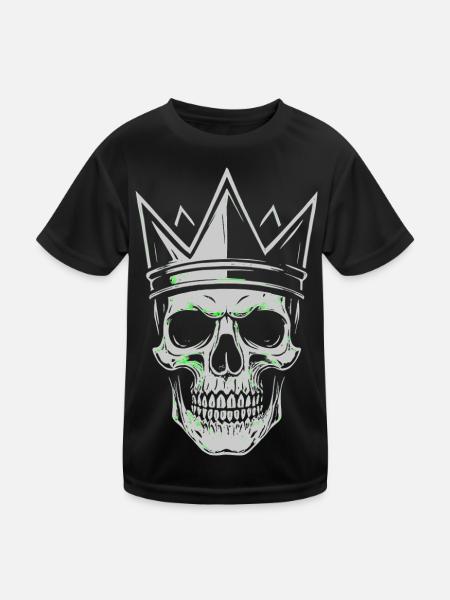 Krone Totenkopf Motiv für Skull und Rock Fans - Kinder Funktions-T-Shirt - Schwarz - Vorne