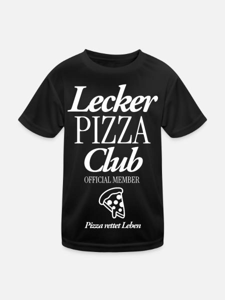Lecker Pizza CLub - Kinder Funktions-T-Shirt - Schwarz - Vorne