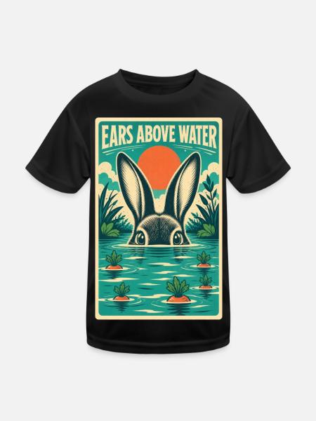 EARS ABOVE WATER - Kids Functional T-Shirt - black - Front