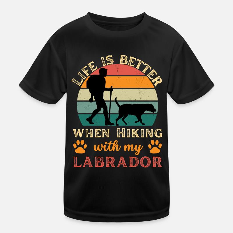 Wandern mit Labrador Retriever Vintage Retro Kinder Funktions-T-Shirt