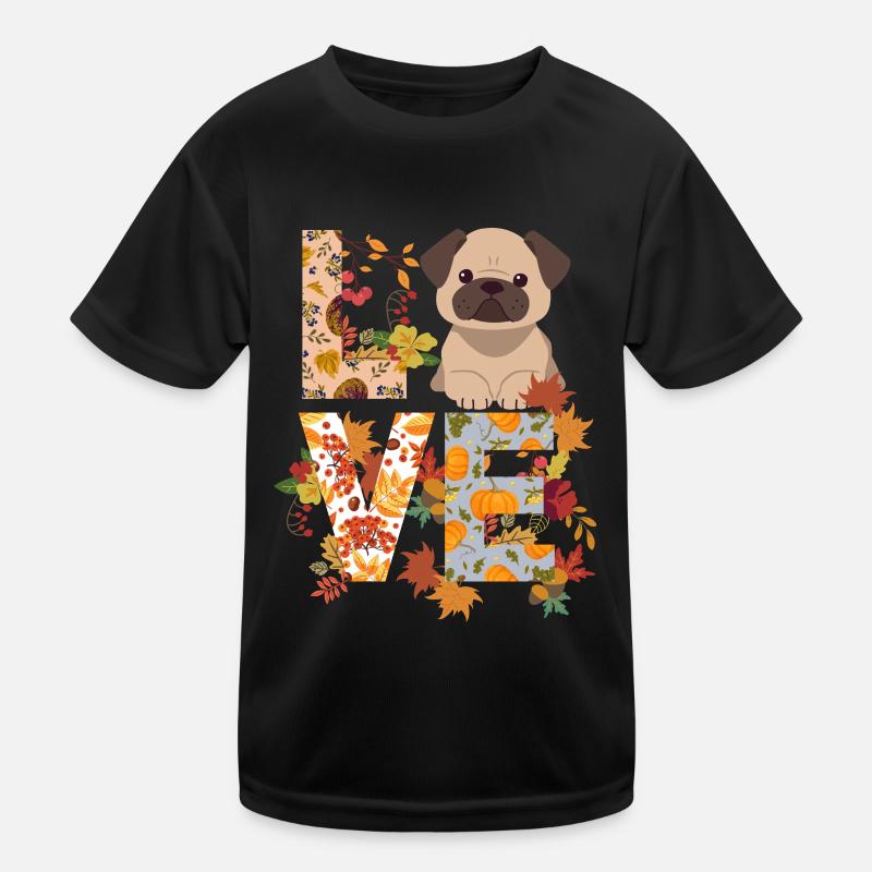 süßer Mops Hund Herbst Dankbarkeit Liebe Kinder Funktions-T-Shirt
