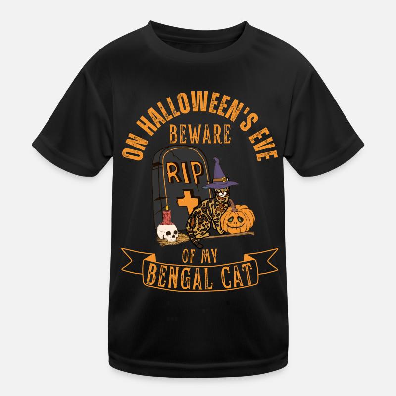 Chat mignon et effrayant Halloween Bengal chat T-shirt sport Enfant