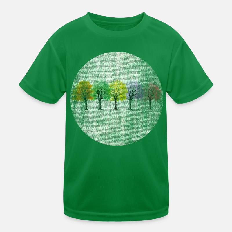 Bunte Bäume retro bunt Kinder Funktions-T-Shirt