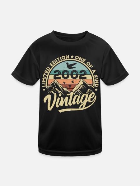 Original Jahrgang 2002 Geburtstagsgeschenk 2002 - Kinder Funktions-T-Shirt - Schwarz - Vorne