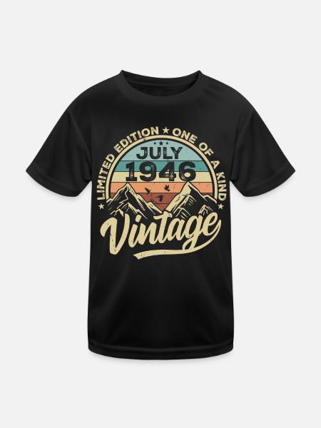 Geboren Im Juli 1946 Jahrgang Geburtstag Juli 1946 - Kinder Funktions-T-Shirt - Schwarz - Vorne