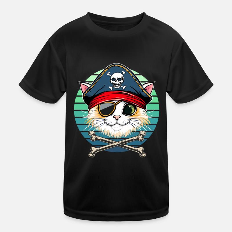 Carnival Cat Pirate Costume Kids Alaaf Helau Kids Functional T-Shirt