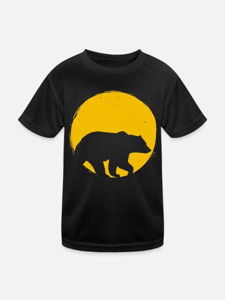 Bär Skandinavien Silhouette Sonne Geschenk - Kinder Funktions-T-Shirt - Schwarz - Vorne