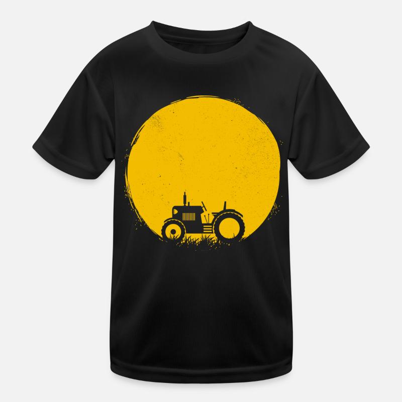 Tractor Silhouette Tractor Sun Gift Kids Functional T-Shirt