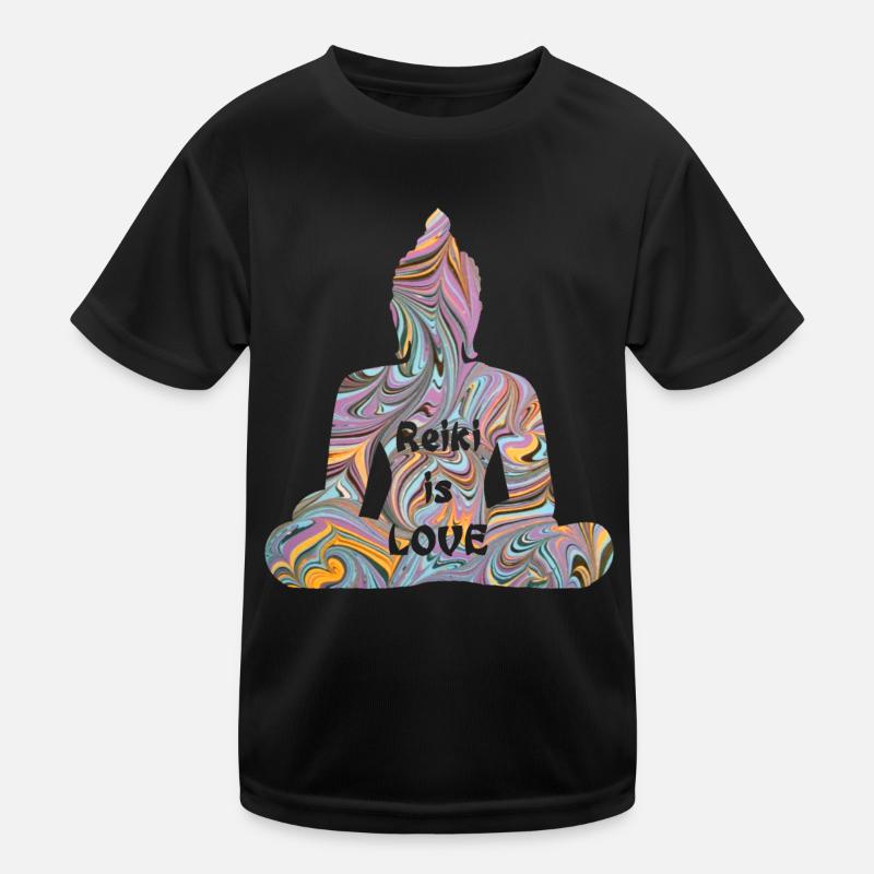 reiki with buddha e 14 - Kids Functional T-Shirt - black