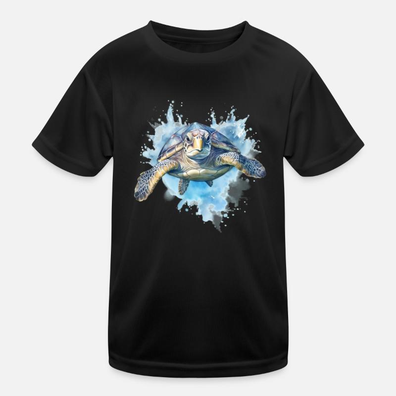 Blaue Schildkröte - Kinder Funktions-T-Shirt - Schwarz