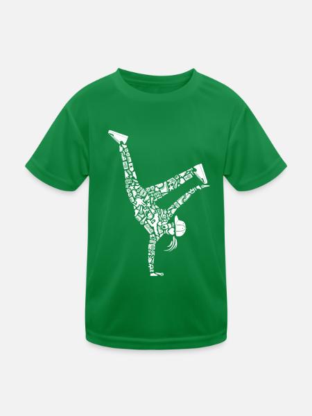 Breakdancing Breakdancer Mädchen Frauen Breakdance - Kinder Funktions-T-Shirt - Kelly Green - Vorne