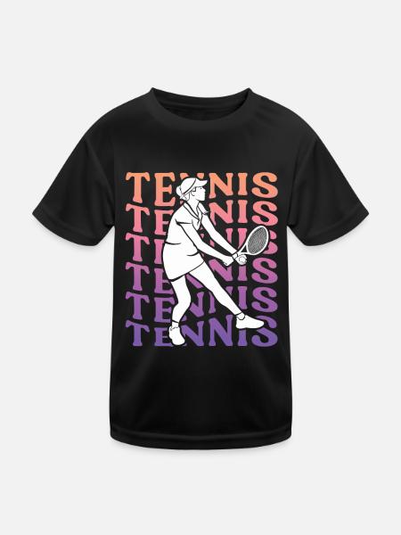 Joueur de Tennis Retro Joueuse de Tennis Fille - T-shirt sport Enfant - noir - Devant