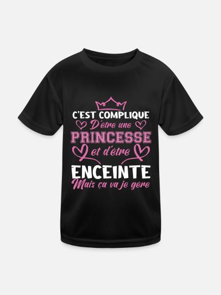 C'est compliqué d'etre une princesse et enceinte. - T-shirt sport Enfant - noir - Devant