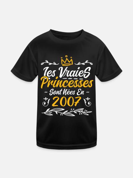 Les Vraies Princesses Sont Nées En 2007 - T-shirt sport Enfant - noir - Devant