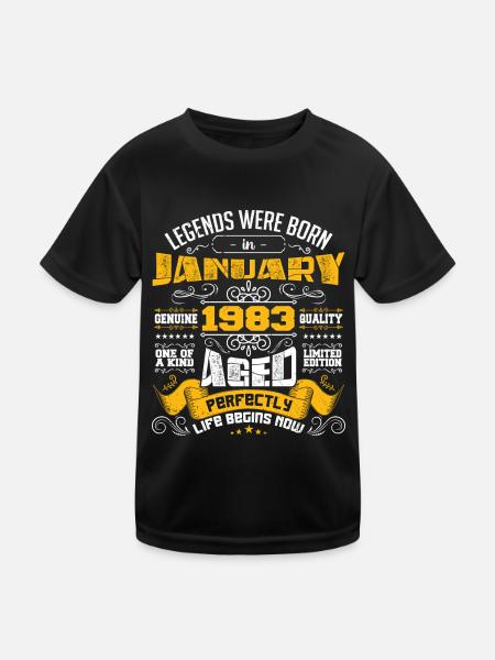 Legends were born in January 1983 - Kids Functional T-Shirt - black - Front